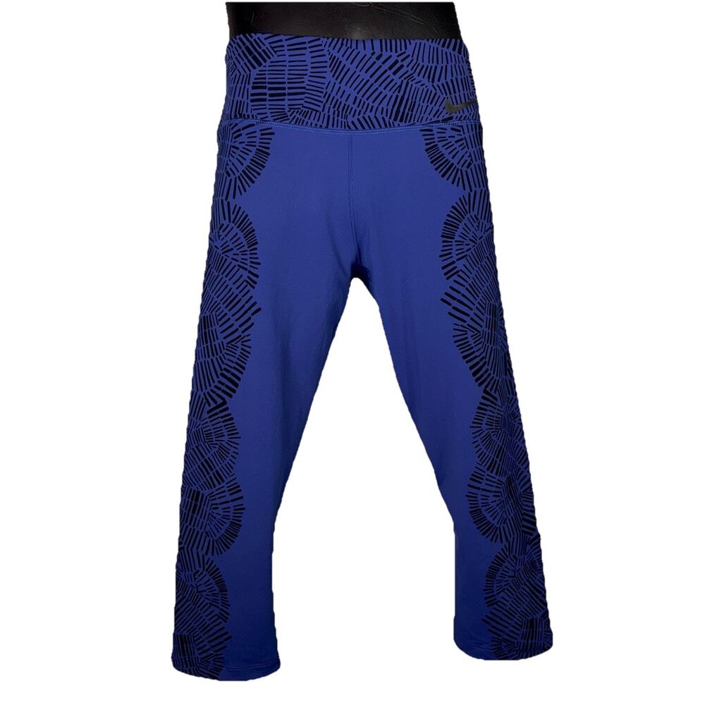 Nike Dri-Fit Womens Medium Royal Blue Mandala Print Crop Yoga‎ Stretch Leggings